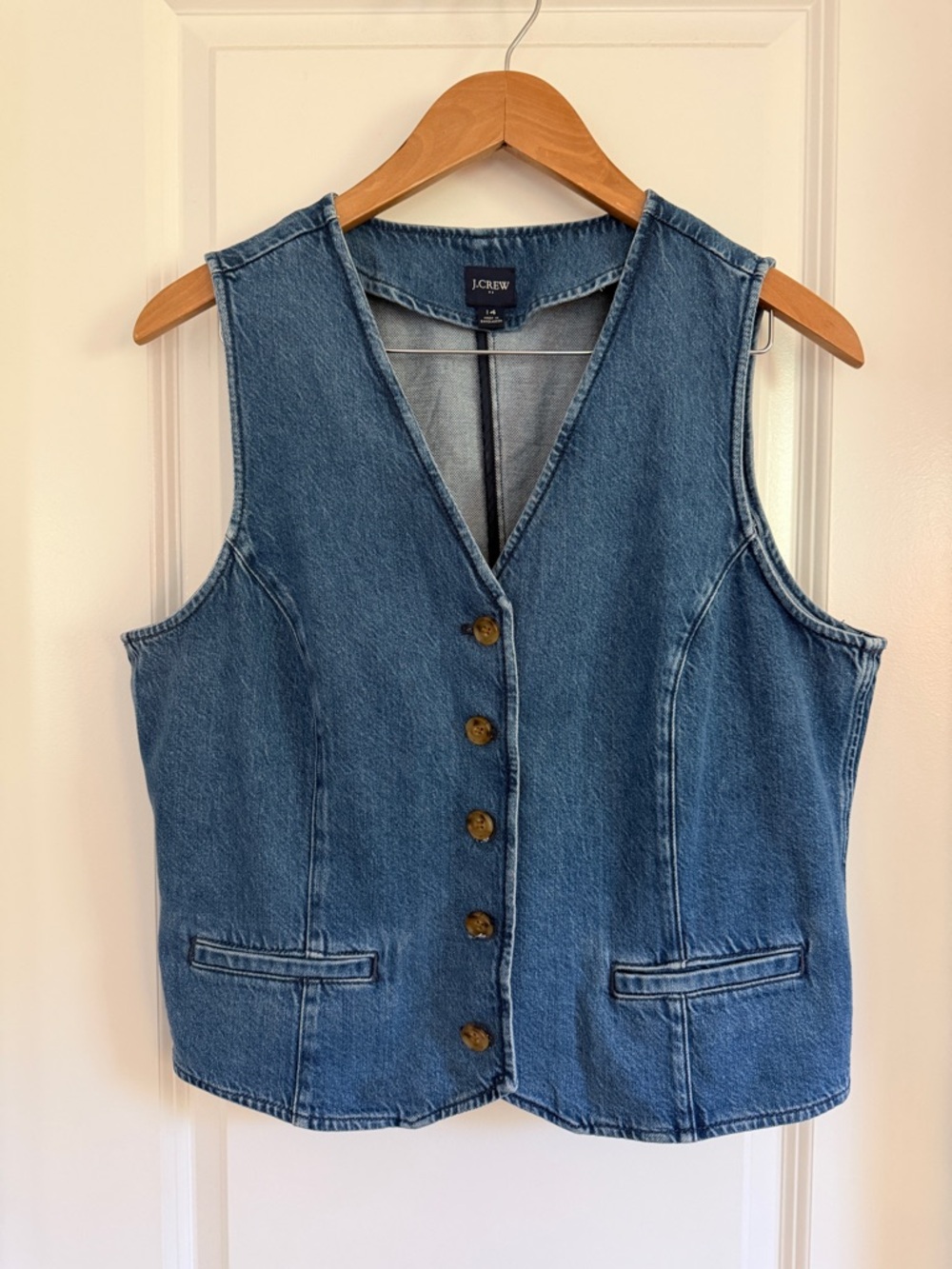 J Crew Denim V-neck Button Down Best ~ Size 14